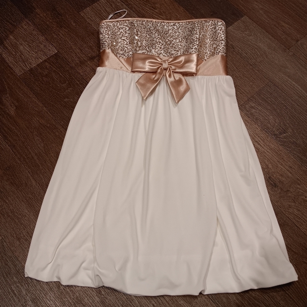 Y2k 2000s Jessica McClintock Cream and Gold Formal Dress